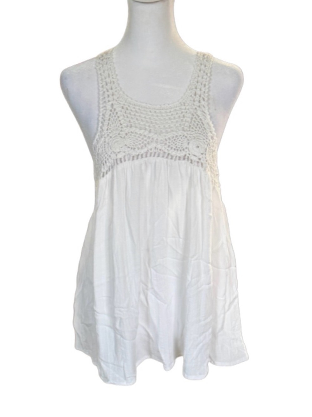 Rip Curl White Crochet Racerback Tank Top - size Large - NWOT